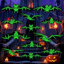 Dekoracje na Halloween świecące wiszące Girlanda nietoperze Zestaw 12szt