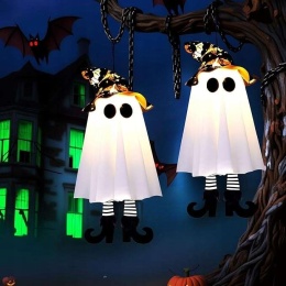Duchy w kapeluszach wiszące podświetlane LED Dekoracja Halloween 51cm 2szt
