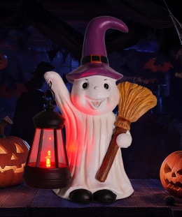 FIGURKA DUCH HALLOWEEN SOLARNA LED OGRODOWA CZAROWNICA LATARNIA 25 CM