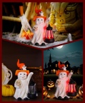 Figurka ogrodowa dekoracyjna na Halloween Duch z latarnią 24x11cm