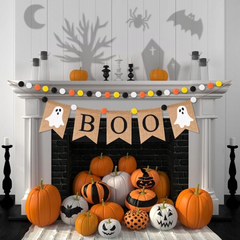 GIRLANDA HALLOWEEN WATINC BOO DUCHY + KULE FILCOWE ZESTAW 2 CZĘŚCI