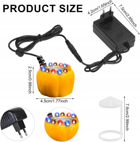 Generator mgły pary ultradźwiękowy do akwarium dekoracji mini LED