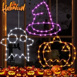 Girland świetlna dekoracja hallowenowa dynia duch kapelusz 8 trybów timer