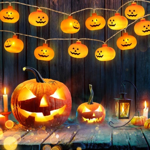 Girlanda łańcuch świetlny LED Halloween 3m ciepła biel 2 tryby dynia