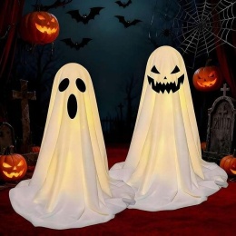 Halloween 2 dekoracje w kształcie duchów z lampkami choinkowymi świecące