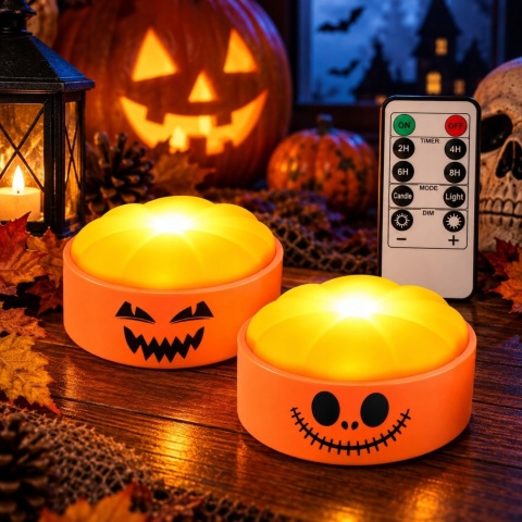 LAMPA LED DO DYNI HALLOWEEN POMARAŃCZOWA Z PILOTEM OŚWIETLENIE