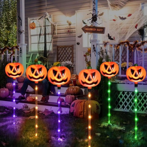 LAMPKI SOLARNE DYNIE HALLOWEEN 6 SZT LED OGRODOWE NA ŚCIEŻKĘ TARAS