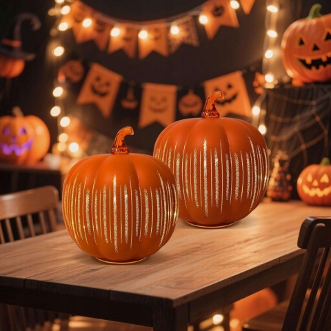 Lampka nocna w kształcie dyni lśniąca z timerem na Halloween 17x20,5cm