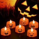 Lampki LED migoczące na Halloween wzór dyni 4x4,8cm 6szt