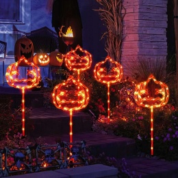 Lampy solarne LED na Halloween ogrodowe wbijane dynie 17x43cm 5szt