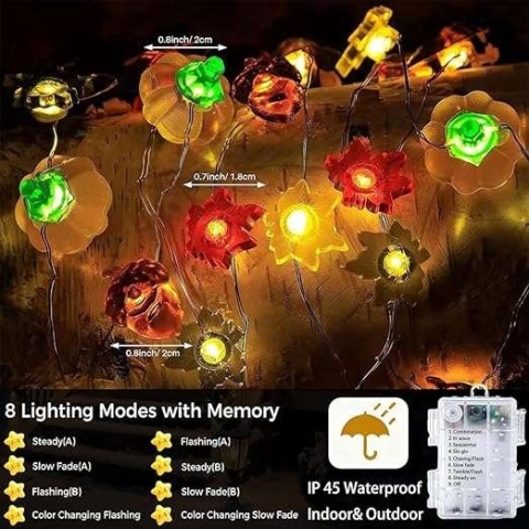 Łańcuch świetlny Lampki LED 3m 20 diod 8 trybów z timerem Temat Jesienny
