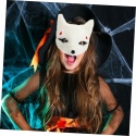 MASKA LISA JAPOŃSKA BIAŁA PLUSZOWA HALLOWEEN COSPLAY MASKARADA