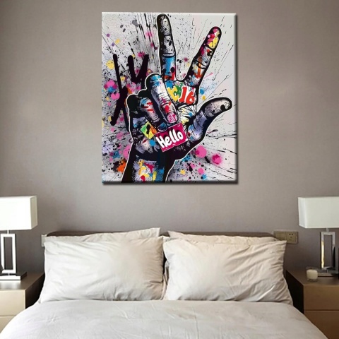 Malowanie po numerach zestaw z pędzelkami bez ramki Graffiti ręka 40x50