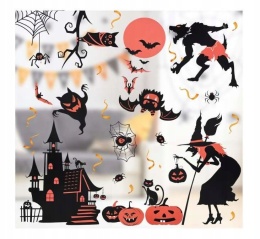 Naklejki na szybę okna statyczne dekoracja na Halloween dwustronne 72 szt