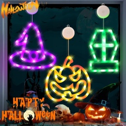 Neon hallowenowy dekoracja świetlna dynia czapka z przyssawką 3szt 20x47cm