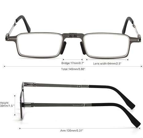 Okulary do czytania składane lekkie czarne + 1,25 z etui w zestawie
