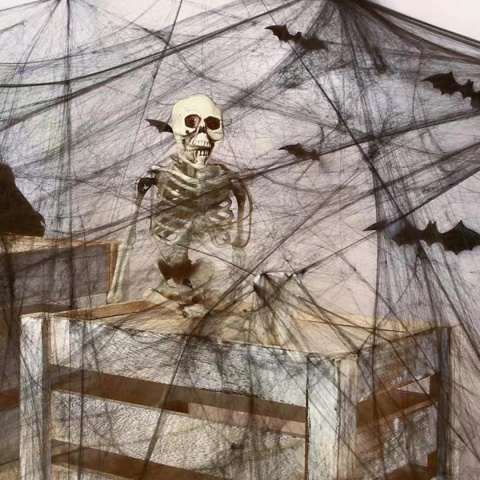 PAJĘCZYNA HALLOWEEN 150 G BIAŁA CZARNA + 30 PAJĄKÓW DEKORACJA HORROR