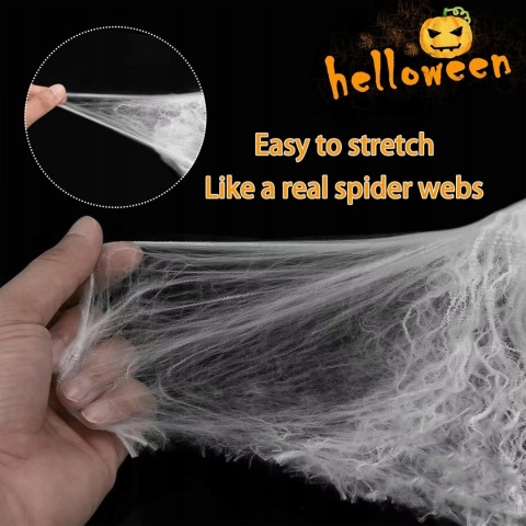 PAJĘCZYNA HALLOWEEN 150 G BIAŁA CZARNA + 30 PAJĄKÓW DEKORACJA HORROR