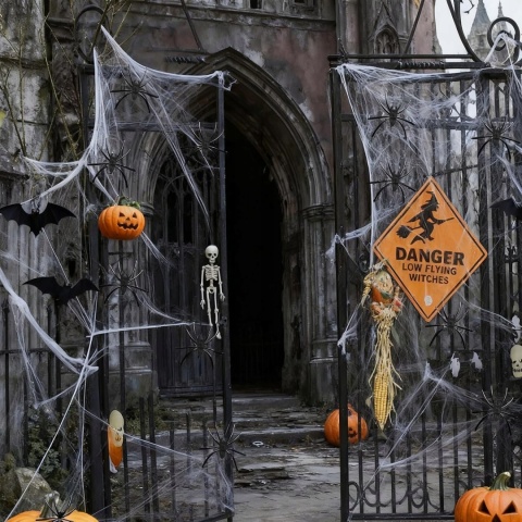 PAJĘCZYNA HALLOWEEN 200 G + 60 PAJĄKÓW SZTUCZNA DEKORACJA STRASZNA