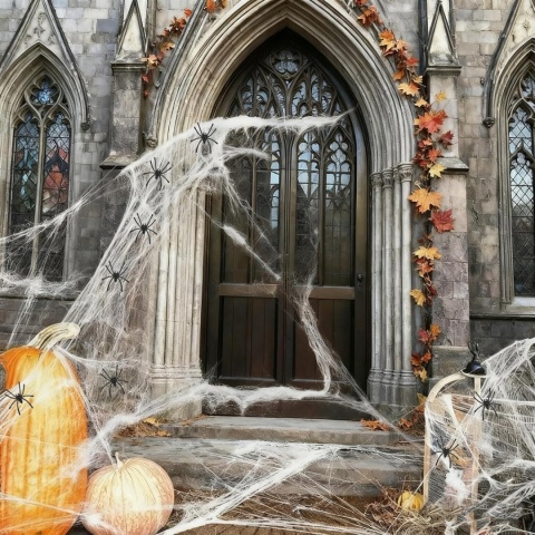 PAJĘCZYNA HALLOWEEN 200 G + 60 PAJĄKÓW SZTUCZNA DEKORACJA STRASZNA