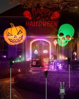 PROJEKTOR HALLOWEEN LED CZASZKI DYNIE RGB ZEWNĘTRZNY OGRODOWY 7 M
