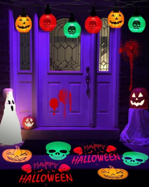 PROJEKTOR HALLOWEEN LED CZASZKI DYNIE RGB ZEWNĘTRZNY OGRODOWY 7 M