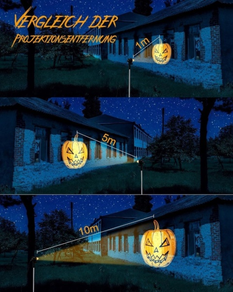 PROJEKTOR HALLOWEEN LED CZASZKI DYNIE RGB ZEWNĘTRZNY OGRODOWY 7 M
