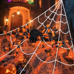 Pająk 124cm Pajęczyna 480cm Dekoracja na Halloween Duża