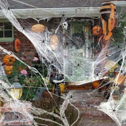 Pajęczyna sieć pająka dekoracja na Halloween 200g + plastikowe pająki 30szt