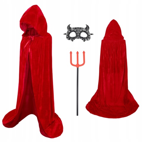 Peleryna z kapturem przebranie na Halloween czerwona 130cm