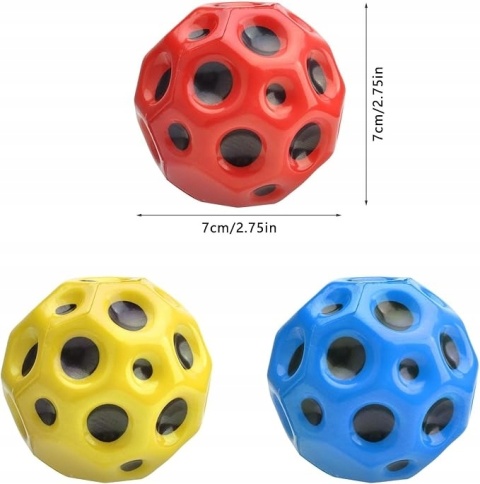 Piłka Skacząca Sensoryczna Gumowa 7cm Dla Dzieci Zestaw 3szt