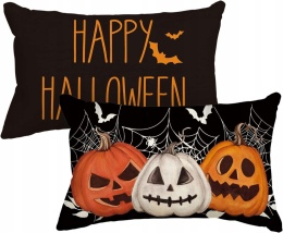 Poszewka na poduszkę Dekoracyjna Halloween Dynie Pająki 30x50cm 2szt Czarne