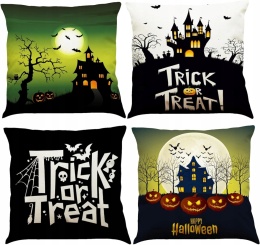 Poszewki na Poduszki Dekoracyjne na Halloween 45x45cm Zestaw 4szt
