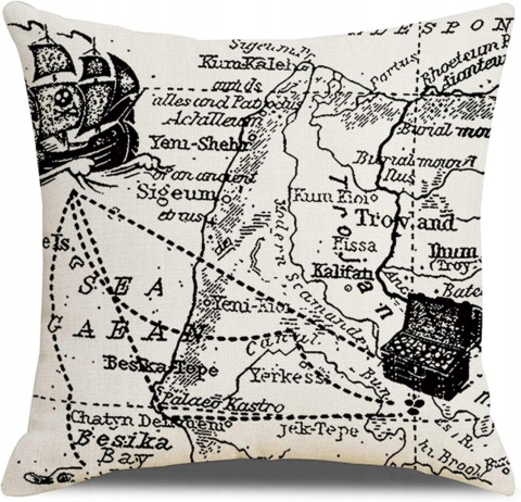Poszewki na poduszki ze wzorem lniane 50x50cm 4szt beżowe