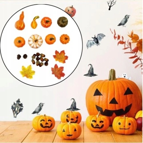 Sztuczna dynia z motywem jesiennym, ozdoby, hallowen 23 szt.
