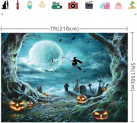 Tło fotograficzne Baner materiałowy Motyw na Halloween 210x150cm