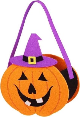 Torba na słodycze dla dzieci na halloween filcowa 23x17cm pomarańczowa