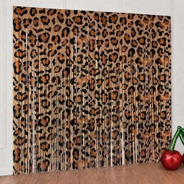Kurtyna Girlanda Tło z frędzlami motywem geparda 200x100cm Czarny brązowy