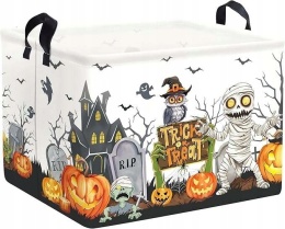 Pudełko organizer do szafy w motywie Halloween 30x30 cm dla dzieci białe