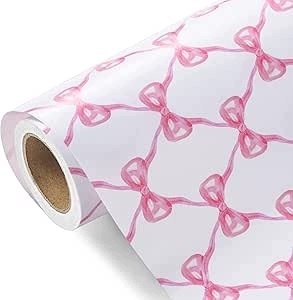 Rolka papieru do pakowania mała 43,2 cm x 10 m śliczny różowy wzór kokardki
