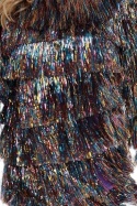 SUKIENKA ŚWIĄTECZNA DAMSKA TINSEL FRĘDZLE BŁYSZCZĄCA TĘCZOWA L/XL