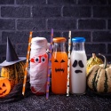 Słomki papierowe na Halloween do napojów drinków 100szt Mix wzorów