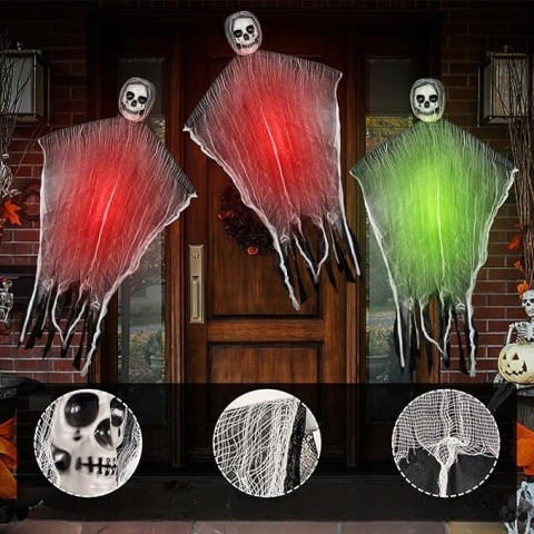 Szkielet Wisząca Dekoracja Ozdoba Na Halloween Pajęczyny Pająki 3 Sztuki