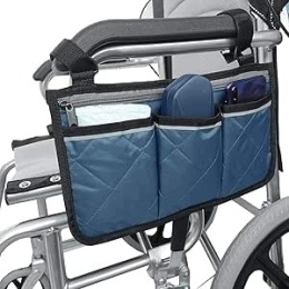 Torba boczna na wózek inwalidzki z odblaskowym paskiem 32,5×18cm niebieska