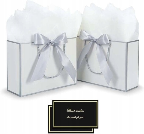Torebki papierowe z uchwytami na prezenty 28x10x20cm Kolor szary 2szt