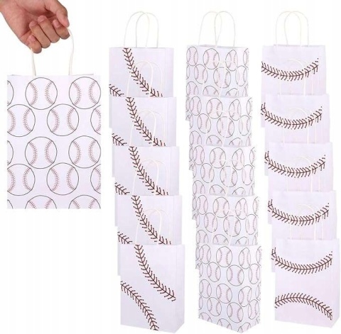 Torebki papierowe z uchwytem na prezenty w 3 różnych stylach 15szt 21x15cm