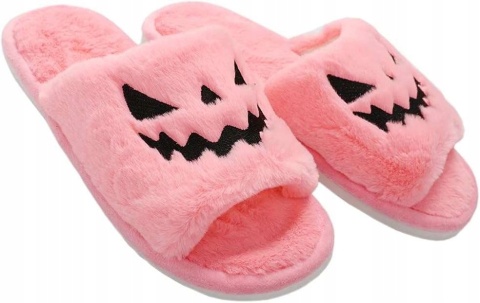 Kapcie Damskie Halloween Różowe Pantofle Domowe Wygodne Rozmiar 40-41
