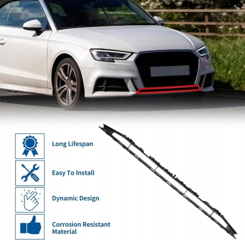 Kratka zderzaka Audi A3 2017-2020 ABSOPRO czarna grill dolny 8V5807647B