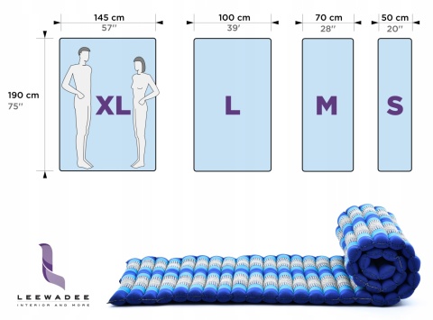 Mata tajska Leewadee 190x70 cm kapok futon do spania masażu medytacji