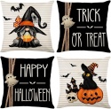 Poszewki Halloween 45x45 cm 4 szt lniane kot nietoperz dynia krasnal ozdoba